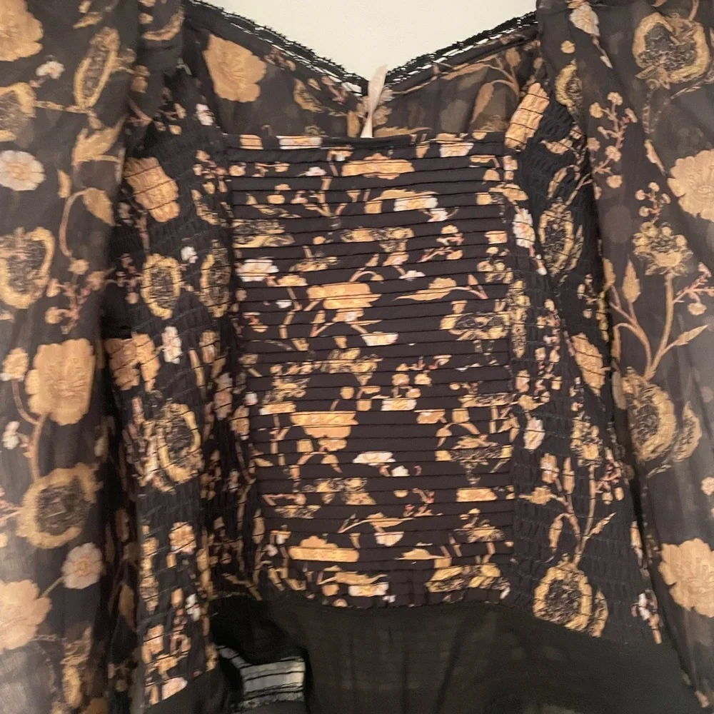 NWT Free People Intimately Brunch Daye Black Combo Floral Sheer Bodysuit